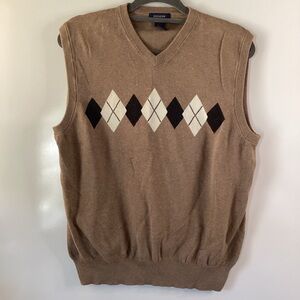 Vintage Mens Dockers 100% Cotton Argyle Sweater Vest VNeck Sz L